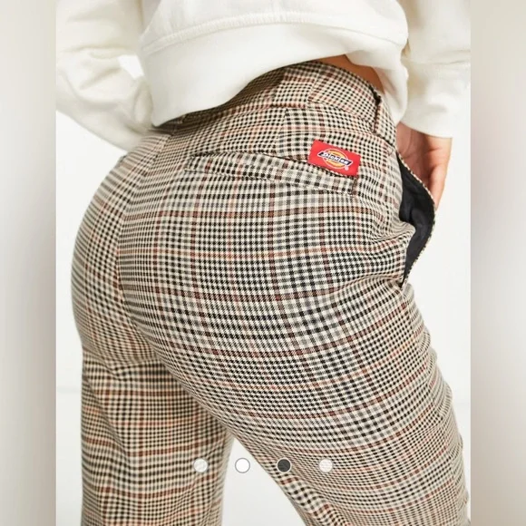 Dickies Girl Plaid Cropped/Ankle Pants, Brown, size 5 - Picture 2 of 9